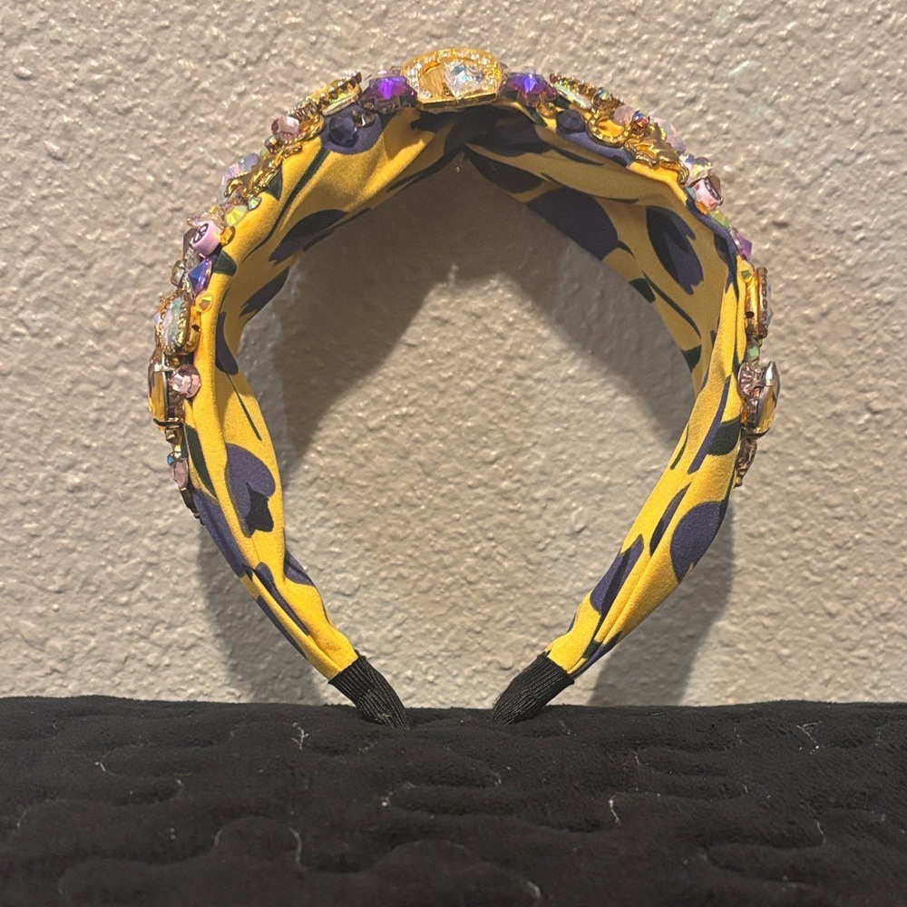 Elegant Floral Yellow and Purple Headband - Picture 15 of 17